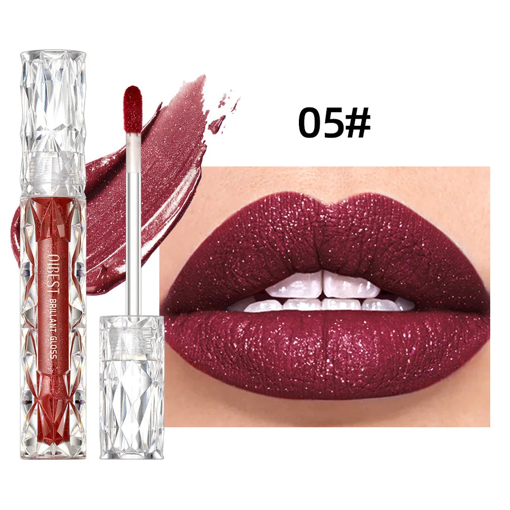 QiBest Diamond Shimmer Lip Gloss – 10 Colors, Waterproof Glitter Lip Gloss HIP 05