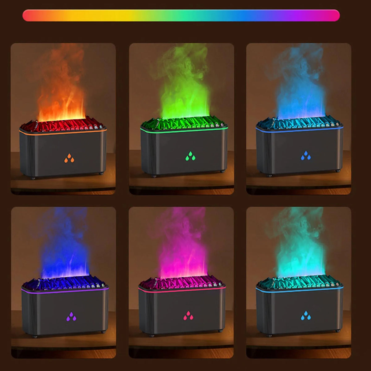 Cool Mist Humidifier 160ML Ultrasonic Flame Essential Oil Diffuser Humidifier 2 Lighting Modes Compact for Home Bedroom HIP
