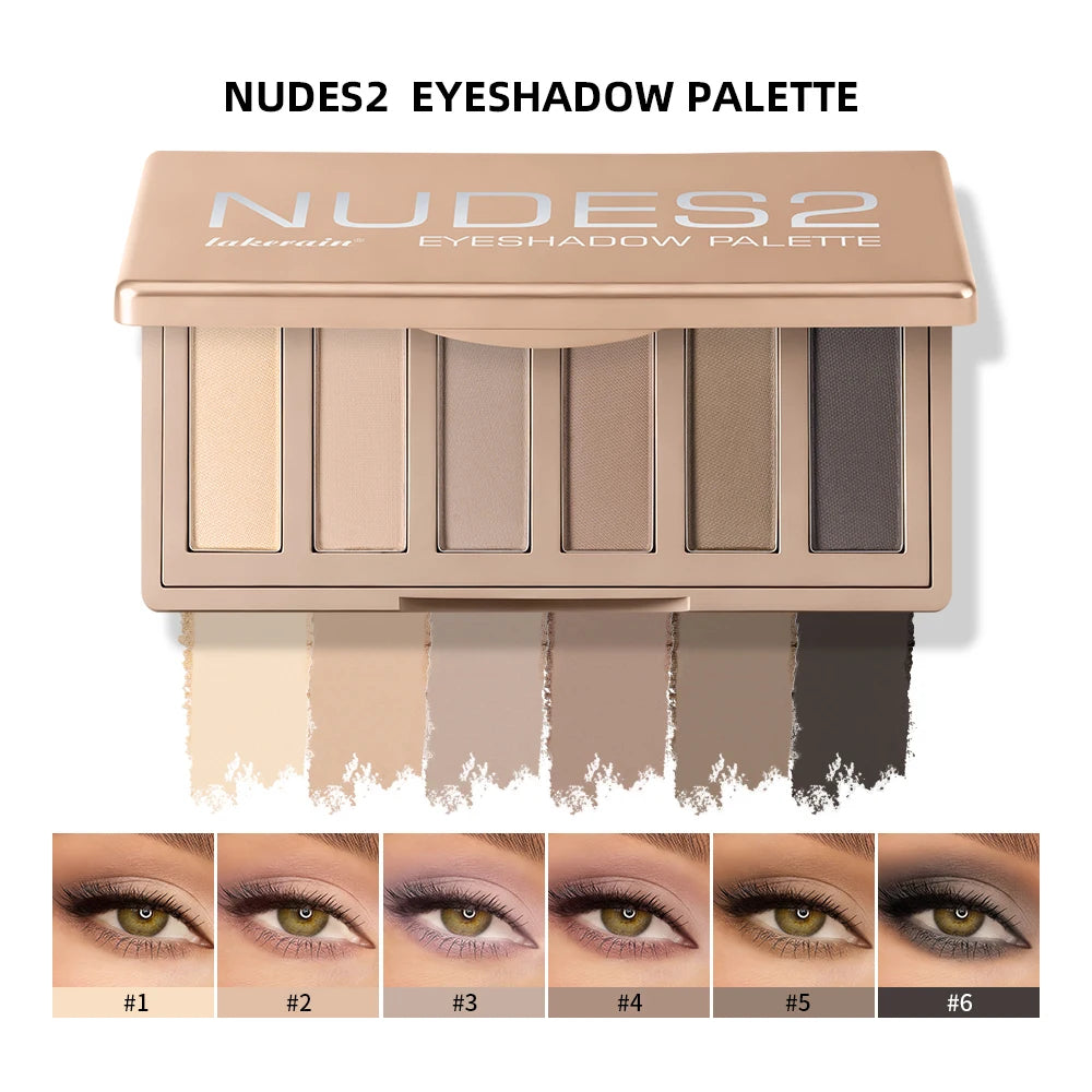 Naked 2 Basics Matte Neutral Eyeshadow Palette and Mirror Shadow Six Colors Contouring Neutral Eyeshadows Long-Lasting Makeup HIP 1 box