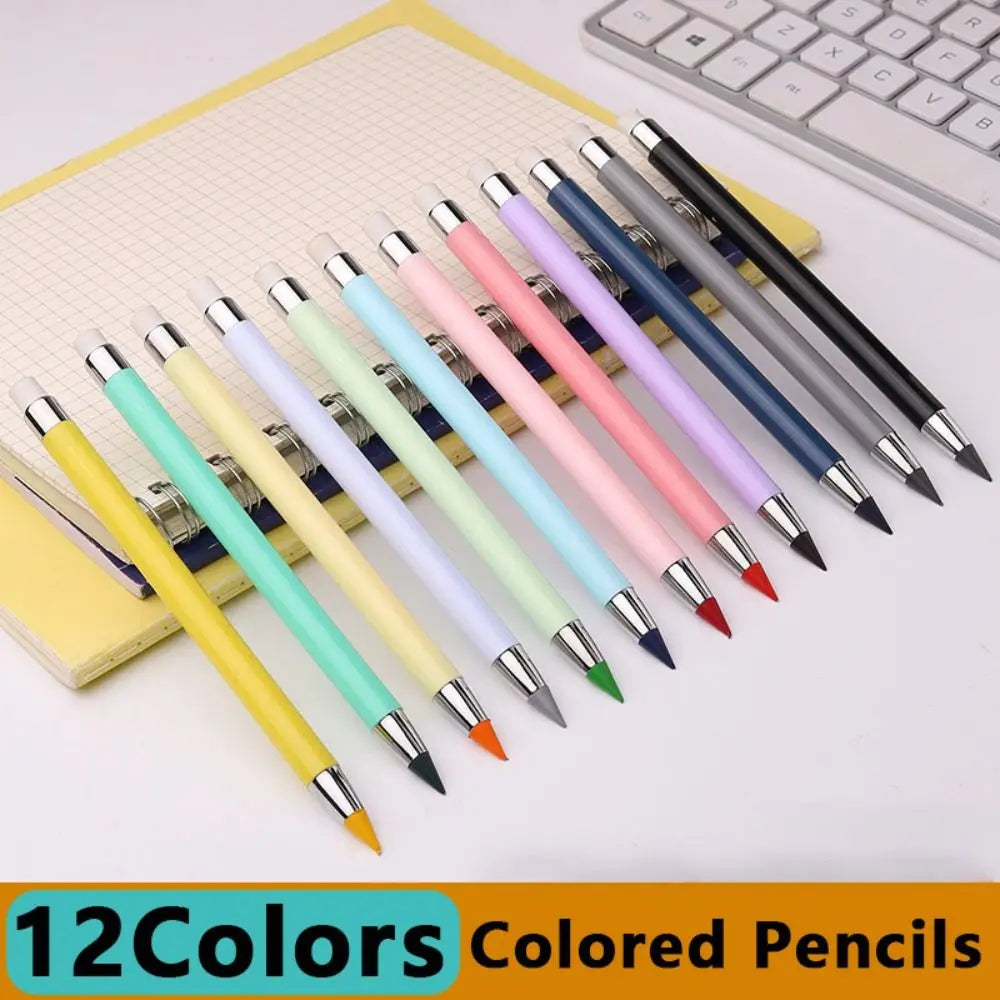 12-Piece HB Colored Eternity Pencils Set with Built-In Eraser Colored Pencil Set HIP