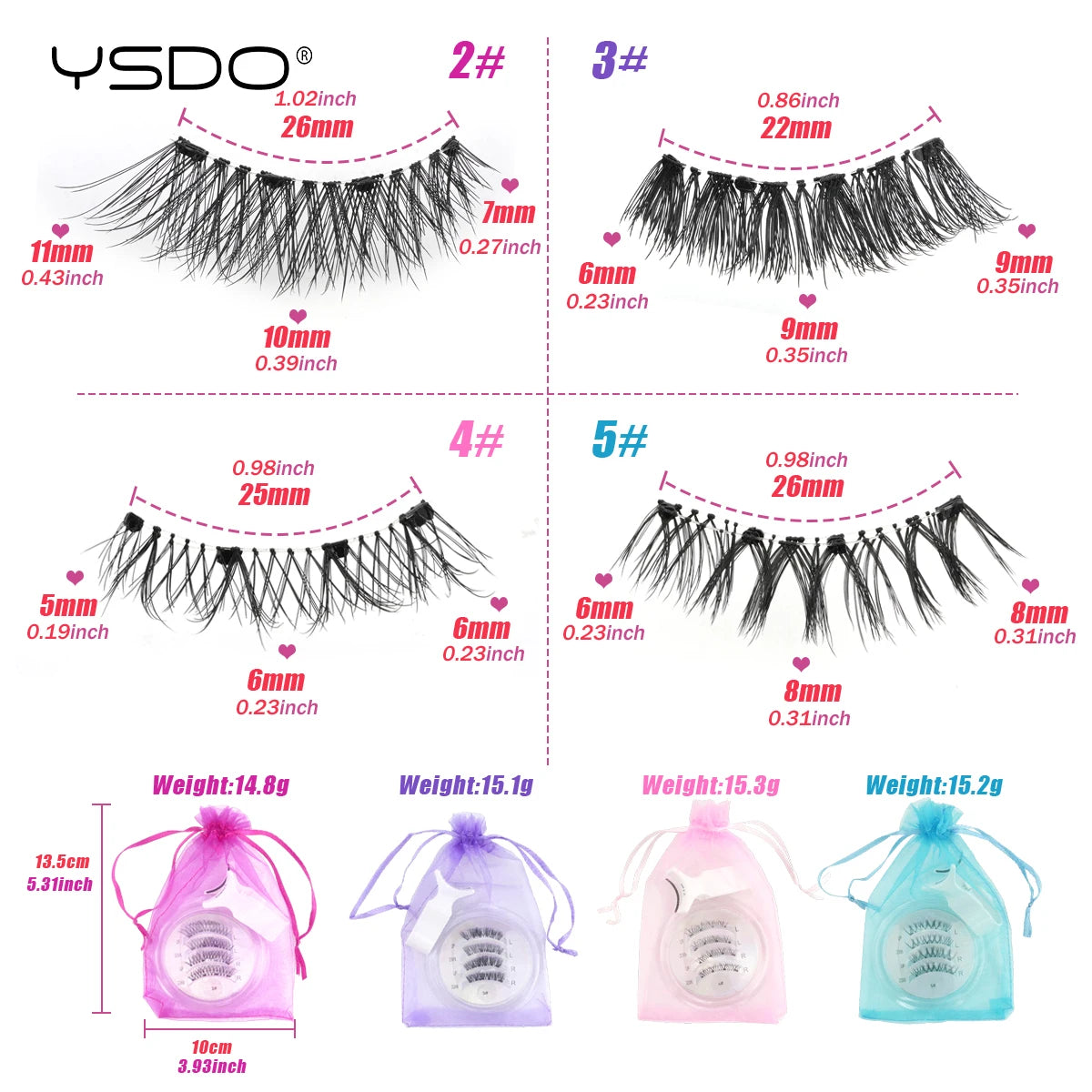 YSDO New Magnetic Lashes extension Set 1 Pairs Reusable No Glue Needed False Eyelashes with Magnetic Tweezers Set Make up Tool HIP