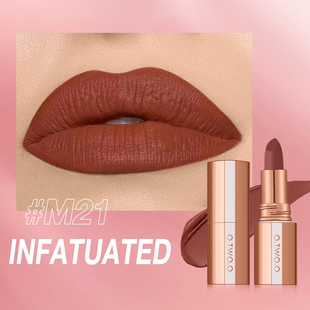 O.TWO.O Matte Lipstick Lip Tint 8 Colors Waterproof Long Lasting Non-stick Cup Sexy Highly Pigmented Velvet Lip Sticks Lip Stain HIP M21 China Mainland Full Size
