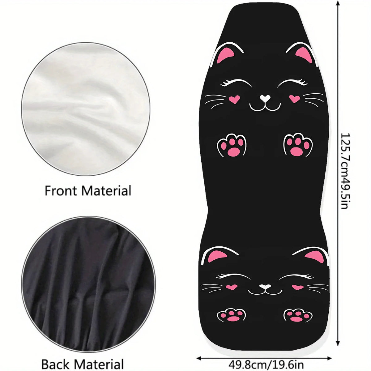 2-Pack Cat Print Car Seat Covers – Black Pink Kitten Design Car Seat Covers HIP