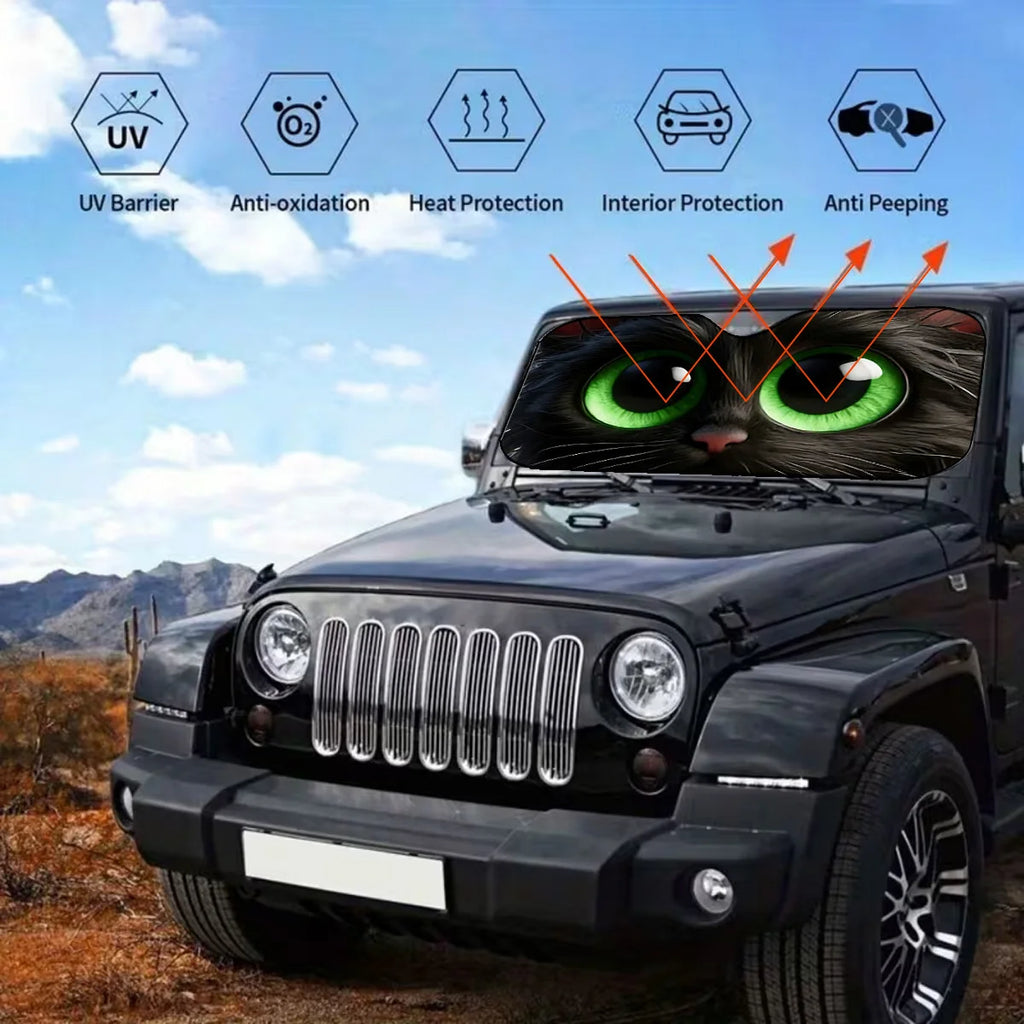 Cat-Shaped Foldable Car Sunshade – Cute Big Eyes UV Block Car Windshield Sunshade HIP
