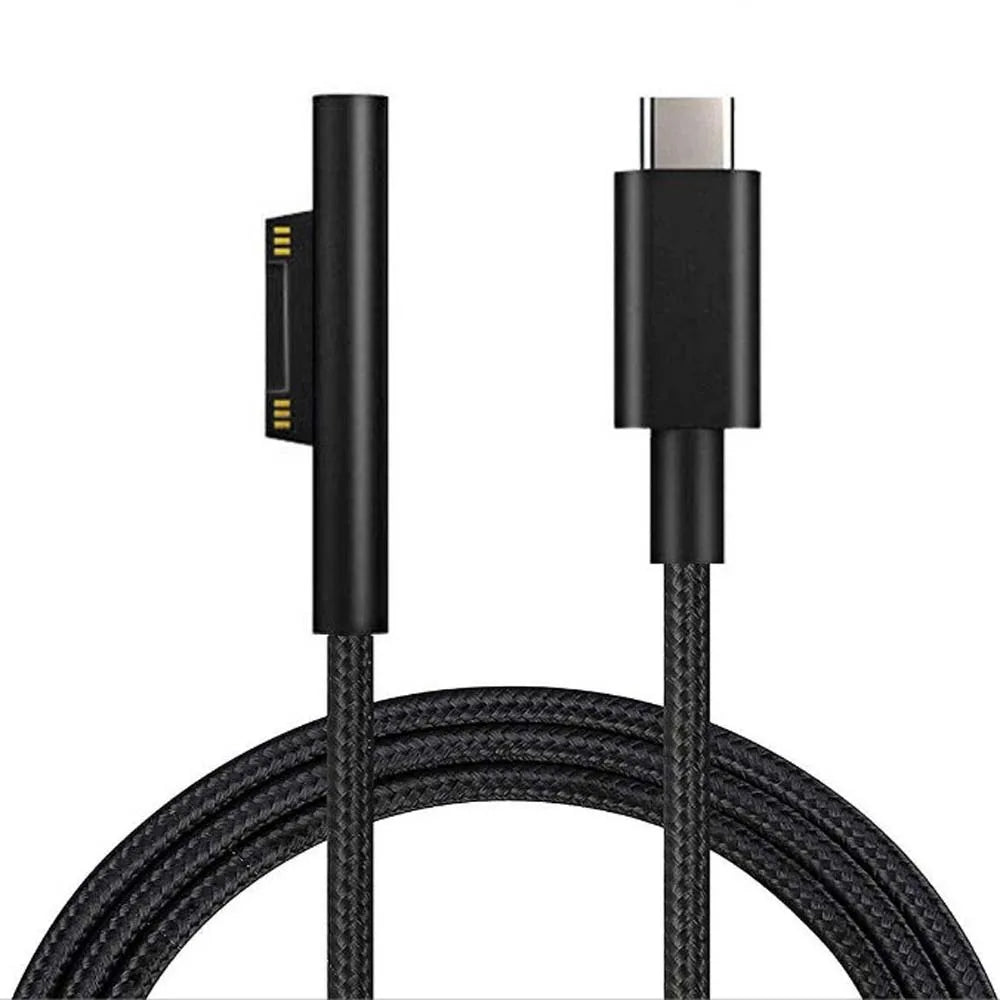 USB-C PD Fast Charging Cable 15V 3A for Microsoft Surface USB-C Charging Cable HIP Black Braid 1.8M