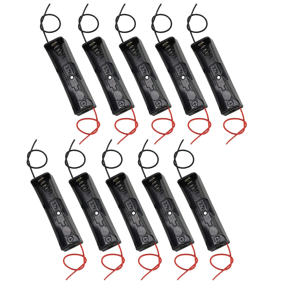 10-Pack 18650 Single Slot Battery Holder Cases with Wire Leads Battery Holder Case HIP 10pcs 1 Slot