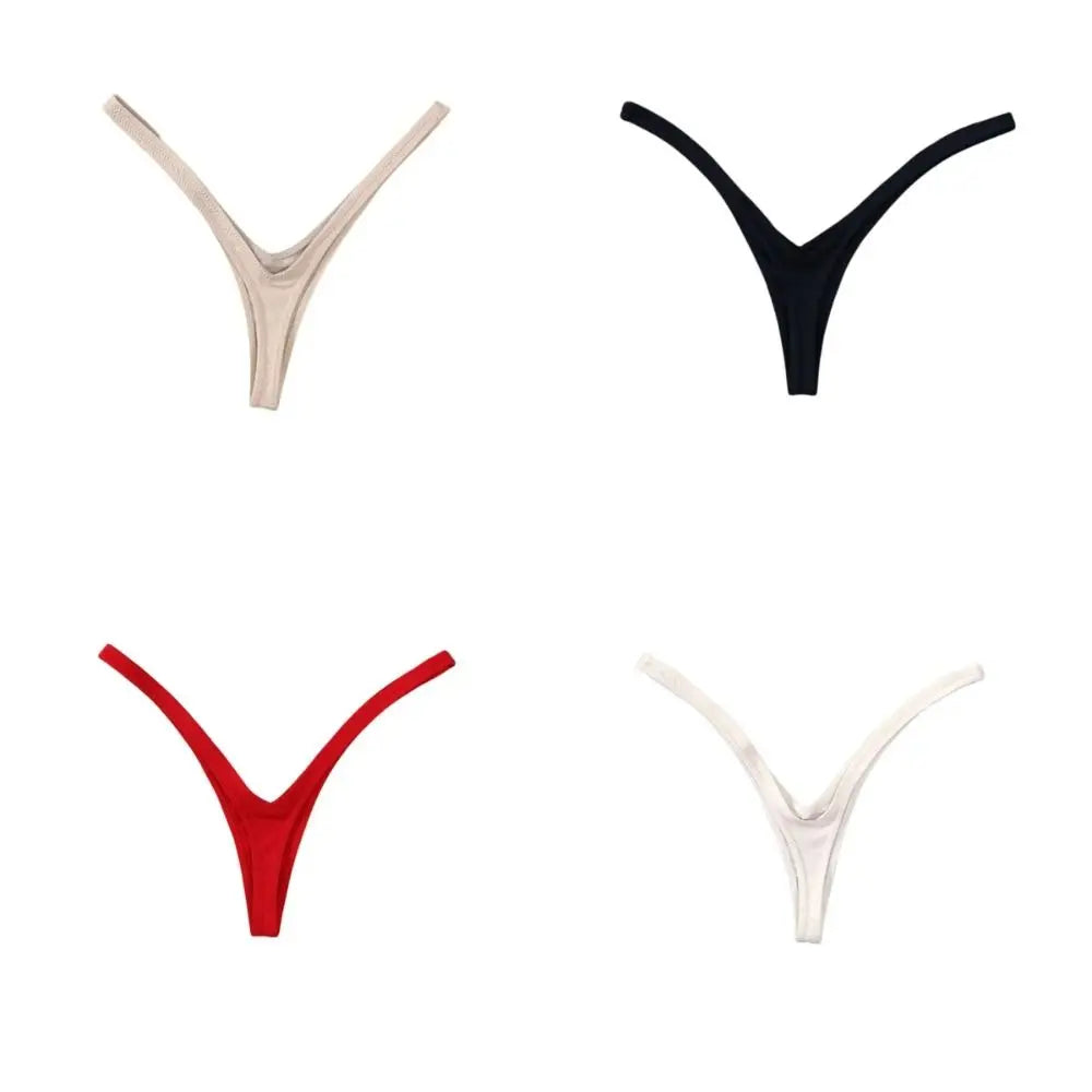 Women's Cotton Thong Panties – Deep V Lace Trim All Seasons Women's Thong Panties HIP