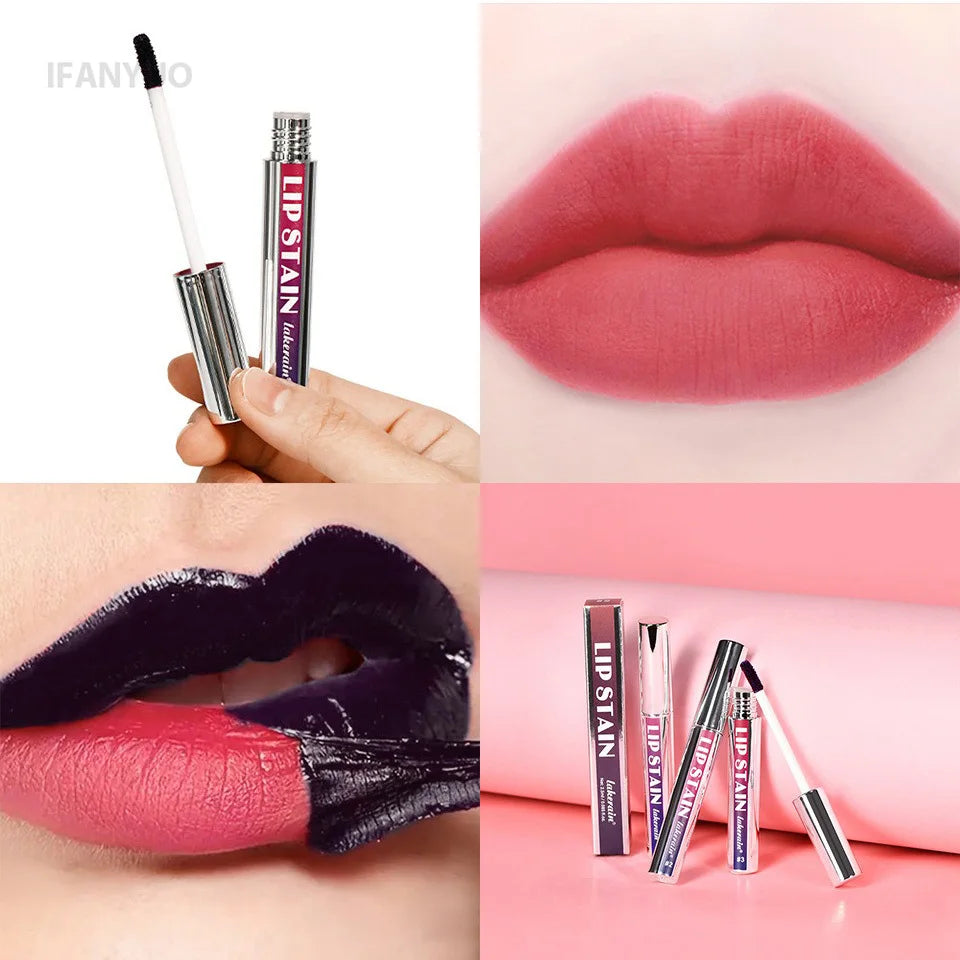Silver Tube Peel Off Tattoo Lipgloss Waterproof Liquid Matte Lip Tint RosePink Tear-off Lip Stain Non Stick Cup Quick Dry Makeup HIP