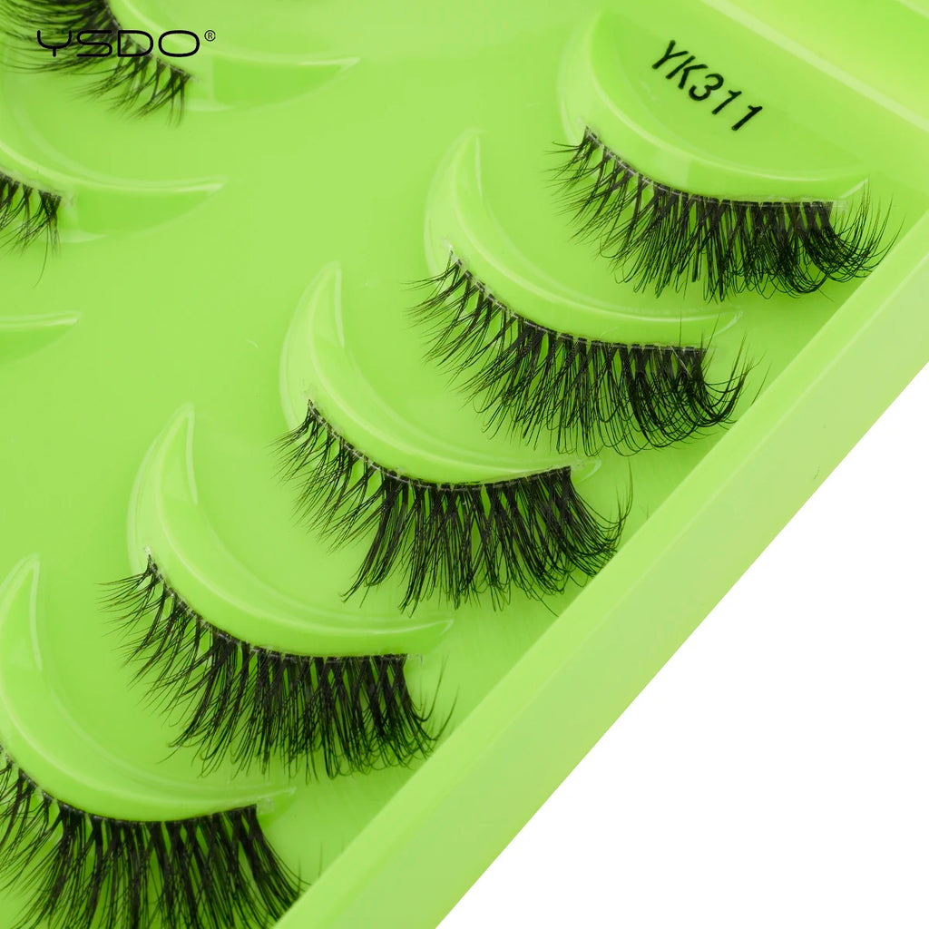 YSDO 10 Pairs Half Eyelashes Natural Faux 3D Mink Eyelashes Wispy Fluffy Soft False Lashes Extension Makeup Handmade Fake Lashes HIP