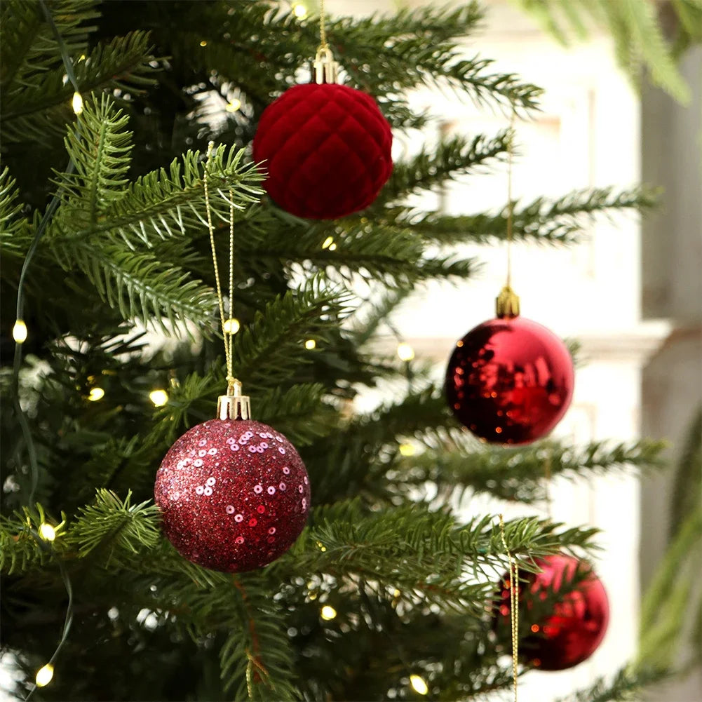 Creative Shatter Resistant 6cm Pink Christmas Tree Ornaments Balls 4 Variants Xmas Ball Decoration 16pcs Christmas Plastic Balls HIP