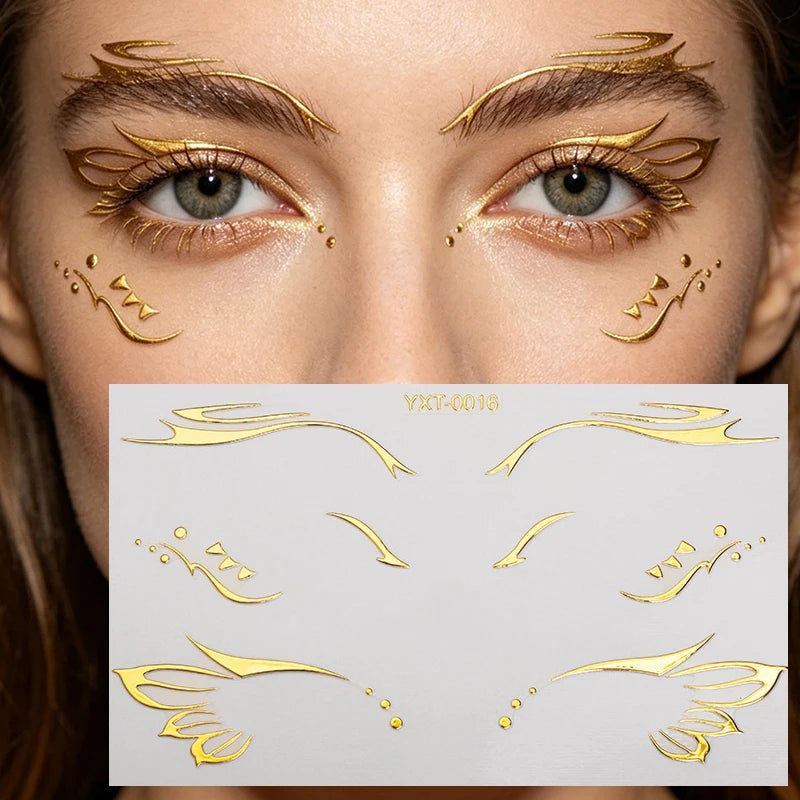 Colorful Eyes Makeup Stickers Laser Eye Eyeliner Eyebrows Face Art Sticker Decals Halloween Temporary Tattoo Party Decorations HIP YXT-016-1Pc