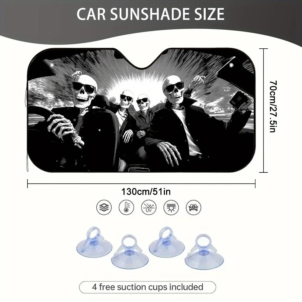 Skeleton Windshield Sunshade – Cool Car Interior Decor Car Windshield Sunshade HIP