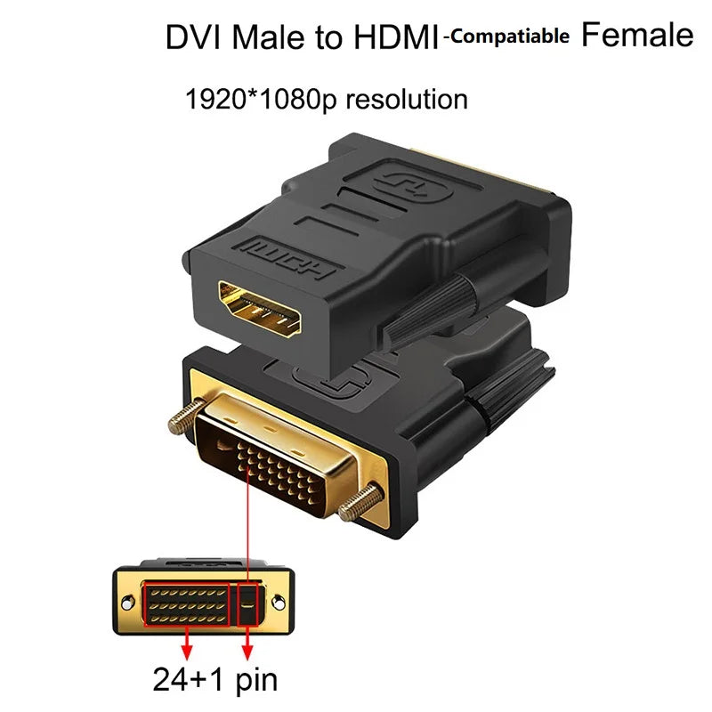 DVI to HDMI Adapter – DVI 24+1 Male to HDMI Female Converter Video Adapter HIP Default Title