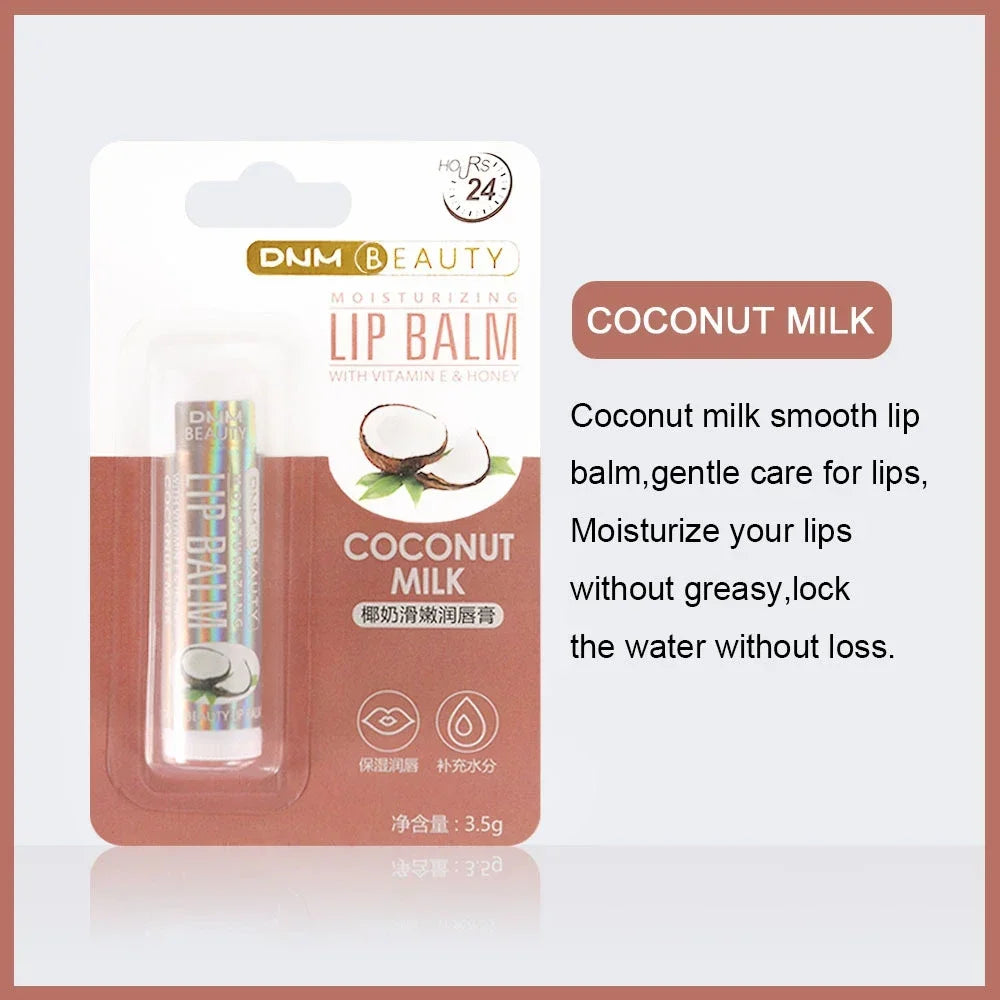Fruit Lip Balm Winter Fashion Moisturizing Lip Oil Long-Lasting Clear Transparent Natural Aloe Lipstick Lip Care Lipstick Makeup HIP Coconut milk