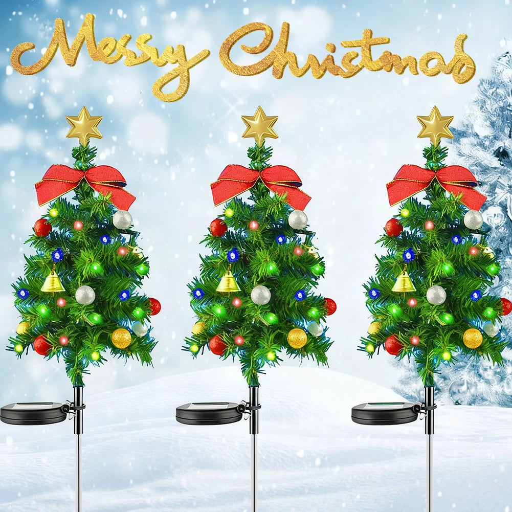 Solar Christmas Tree Lights Outdoors LED Christmas Decor IP65 Waterproof Garden Lawn Landscape Lamps for Patio Porch Pathway HIP