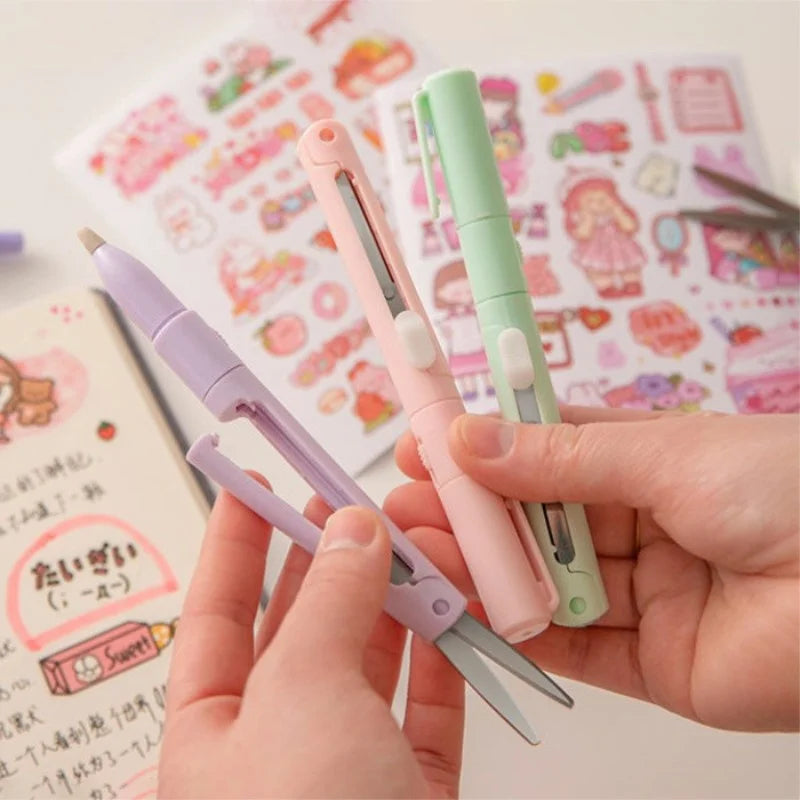 Mini 2-in-1 Pen Scissors & Paper Cutter – Portable DIY Tool Portable Craft Cutter HIP