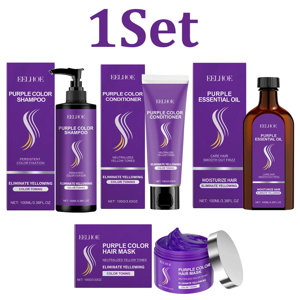 Purple Shampoo 4-Piece Set – Keratin, Argan Oil & Color Care Hair Care Set HIP 1 Set