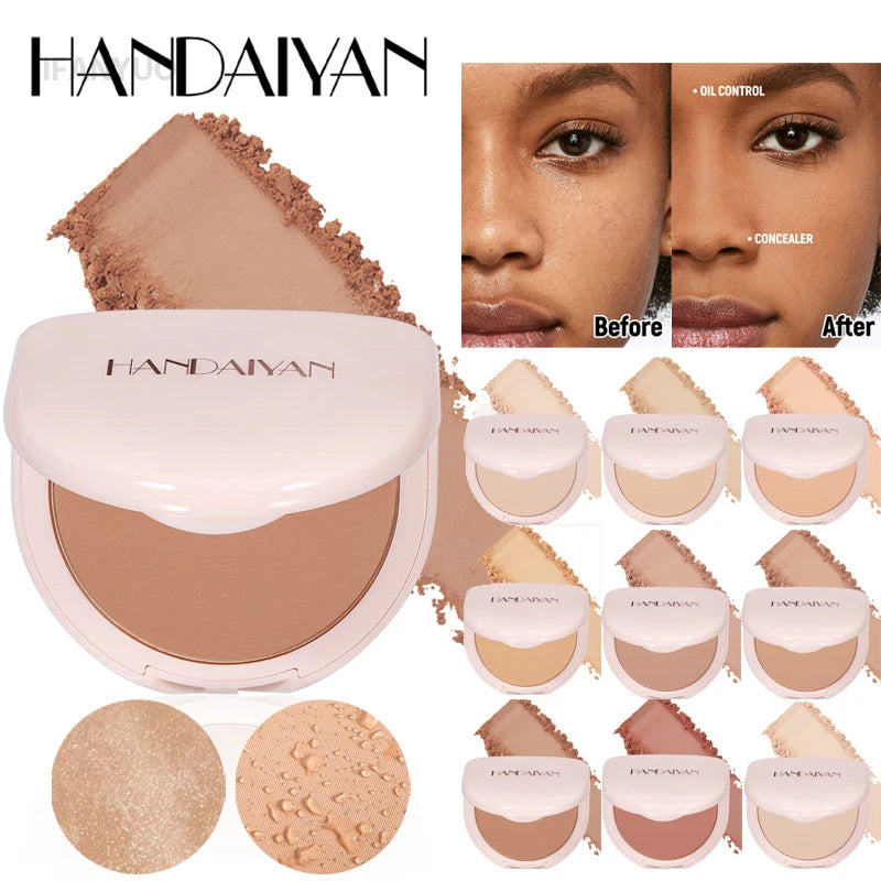 8Colors Matte Face Pressed Powder 24 Hours Oil Control Natural Setting Powder Foundation Full Coverage Waterproof Lasting Makeup HIP