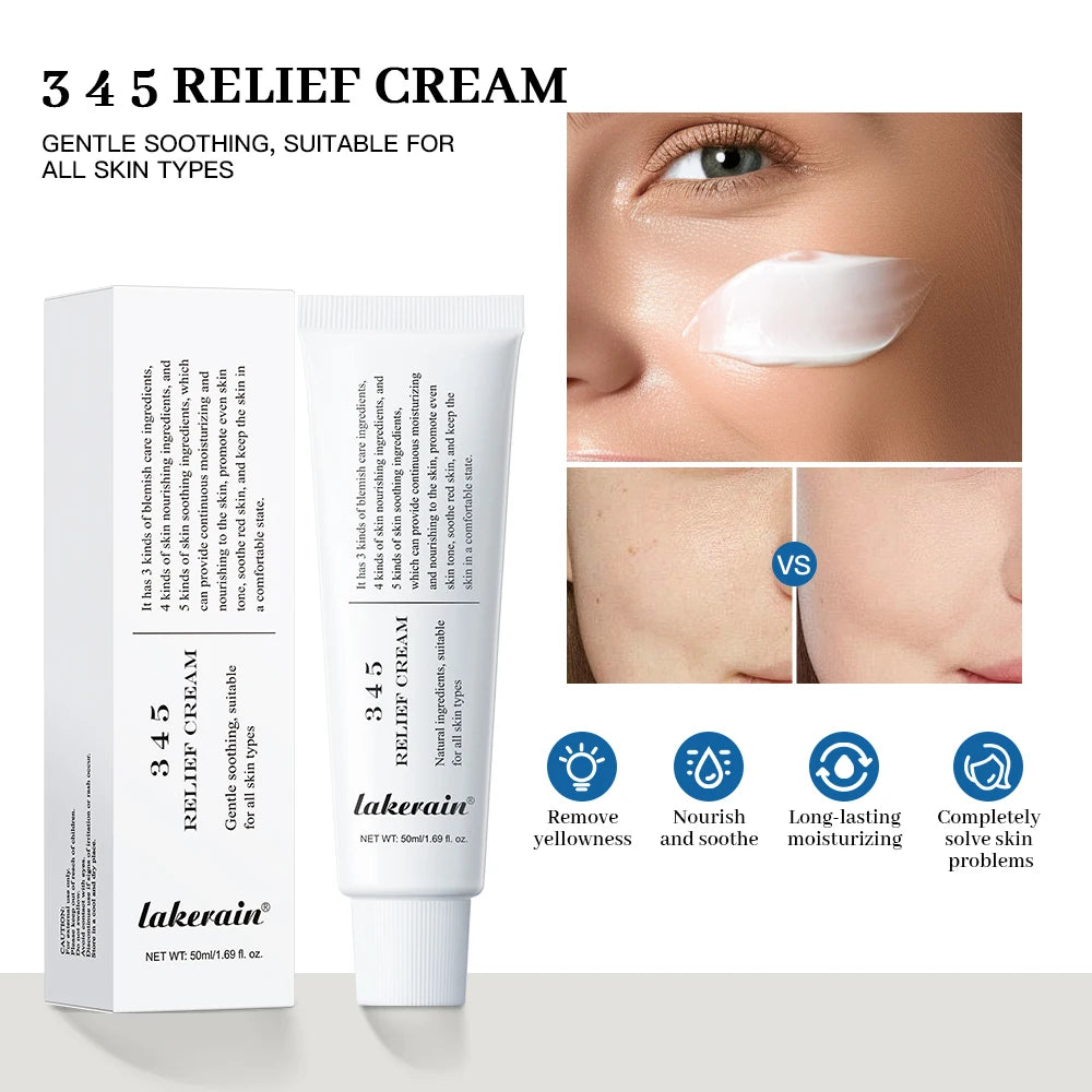 345 Relief Cream Comprehensive solution to skin problems Anti-sugar and antioxidant Brightening skin Improving acne marks Moistu HIP