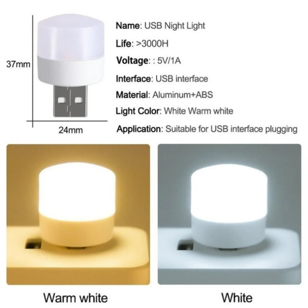 5-Pack Mini USB LED Night Light 5V 1W – Warm & Cool White USB LED Night Light HIP