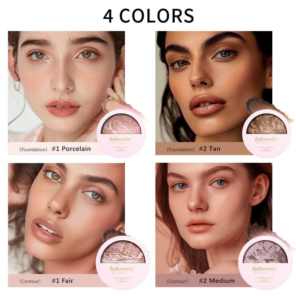 Baked Powder Foundation Oil Control Setting Makeup Pressed Powder Cake Bronzer Glow Face Contouring Shimmer Contour HIP