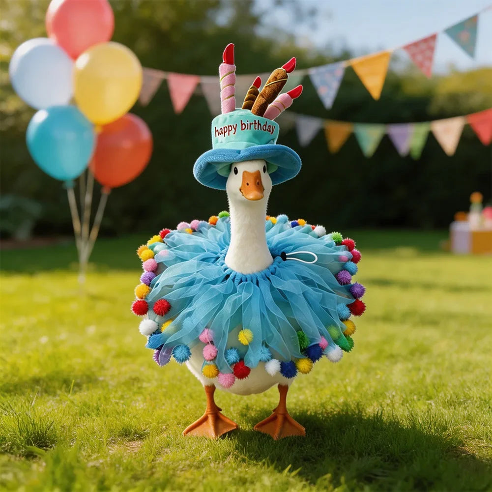 Birthday Porch Goose Outfit Party Hat Set 23 Inch Lawn Goose Clothes For Cement Plastic Goose Yard Garden Decor HIP