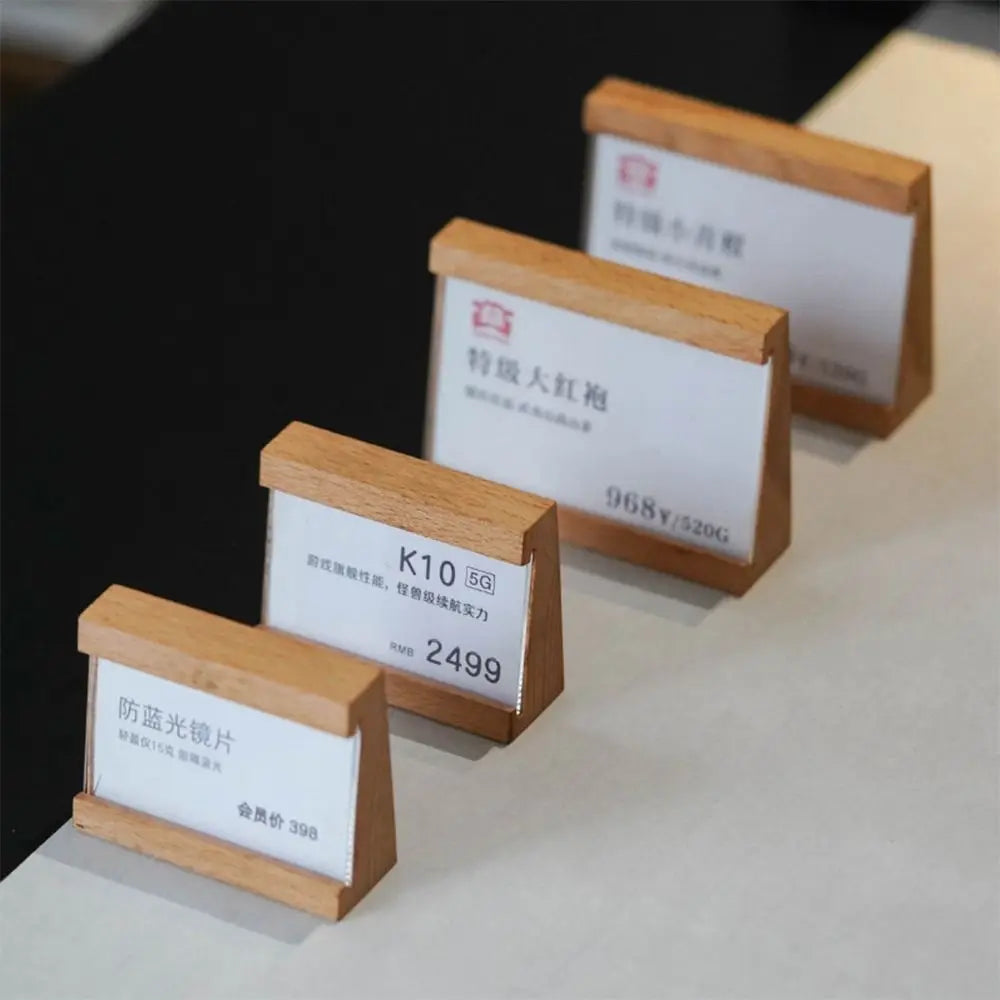 Wood Price Tag Holder Stand – Multi-Size Label Display Rack Label Display Stand HIP