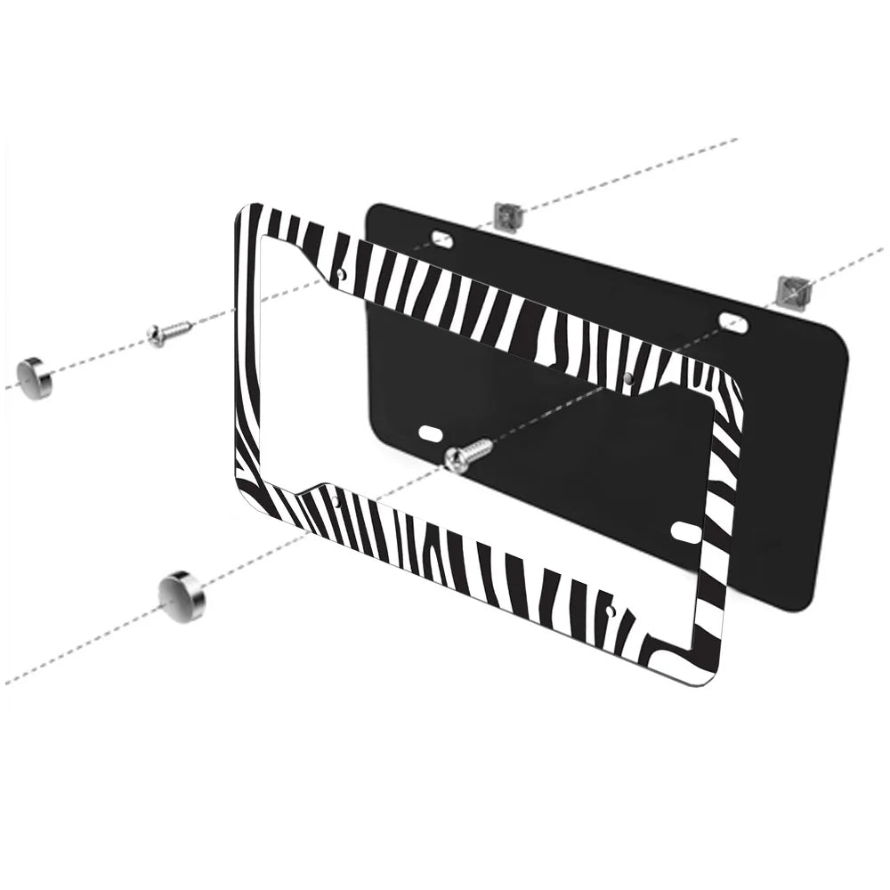 2-Pack Aluminum Zebra Stripe License Plate Frames – Unisex License Plate Frame HIP