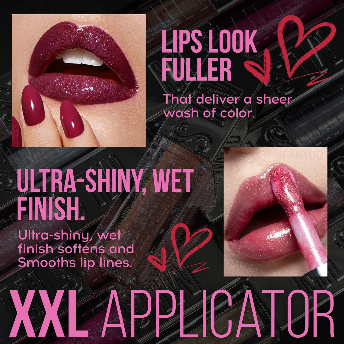 Wet Shiny Liquid Lip Gloss Diamond Shimmer Glitter Big Brush Lip Plumper Oil 6Colors Sparkling Highgloss Sequins Pearly Makeup HIP
