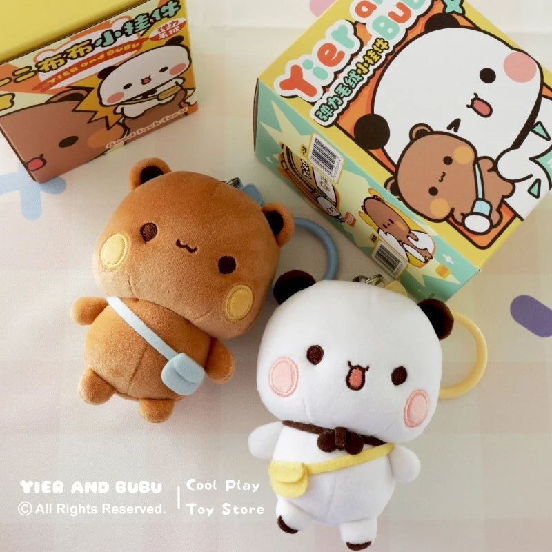Bubu & Yier Panda Plush Keychain Pendant | Cute Couple Gift Plush Keychain Pendant HIP 2 Pcs