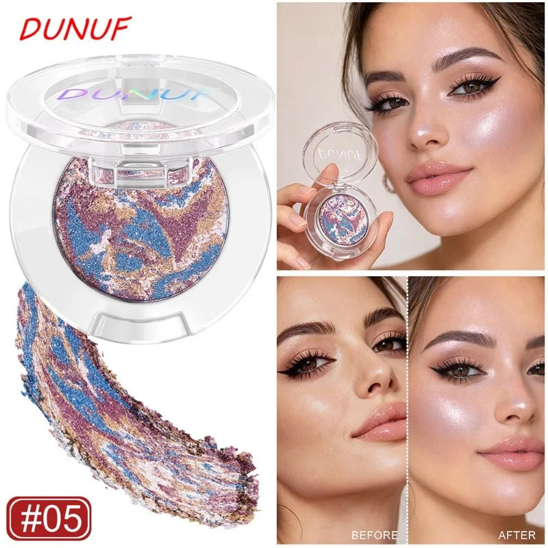 Monochrome Marble Pattern Highlighter Powder Shimmer Glitter Pigment Long Lasting Brightening Contour Blush Eyeshadow Cosmetic HIP 05