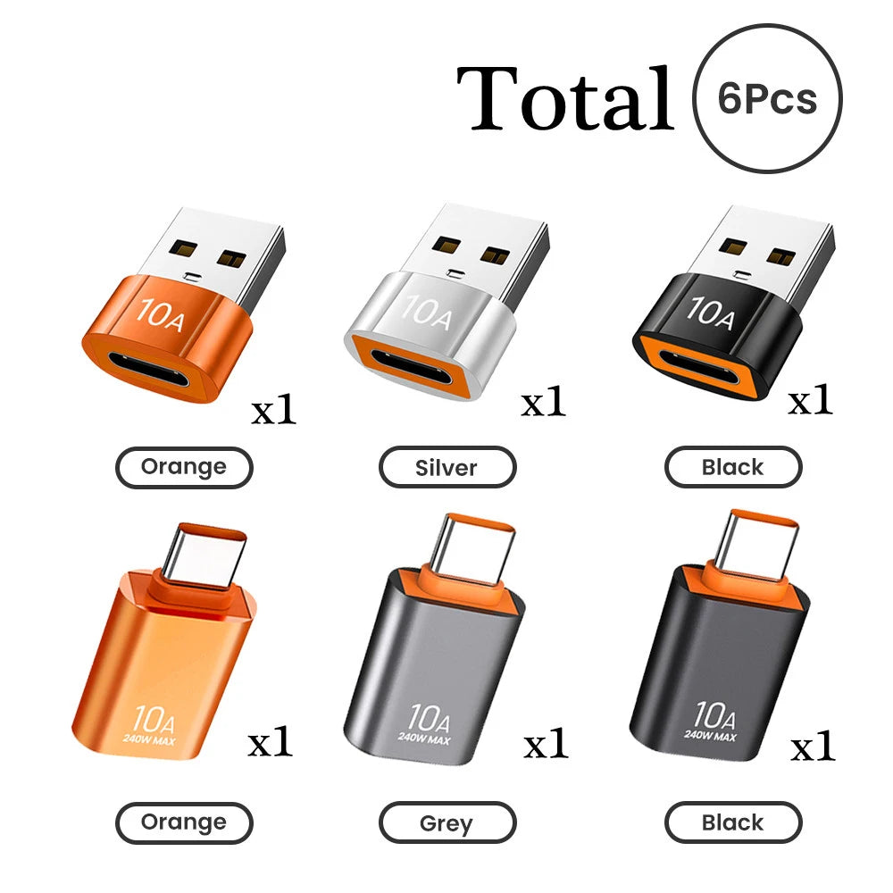 USB 3.0 to USB-C Fast Transfer & PD Charging Adapter USB-C Adapter HIP 6PCS all color