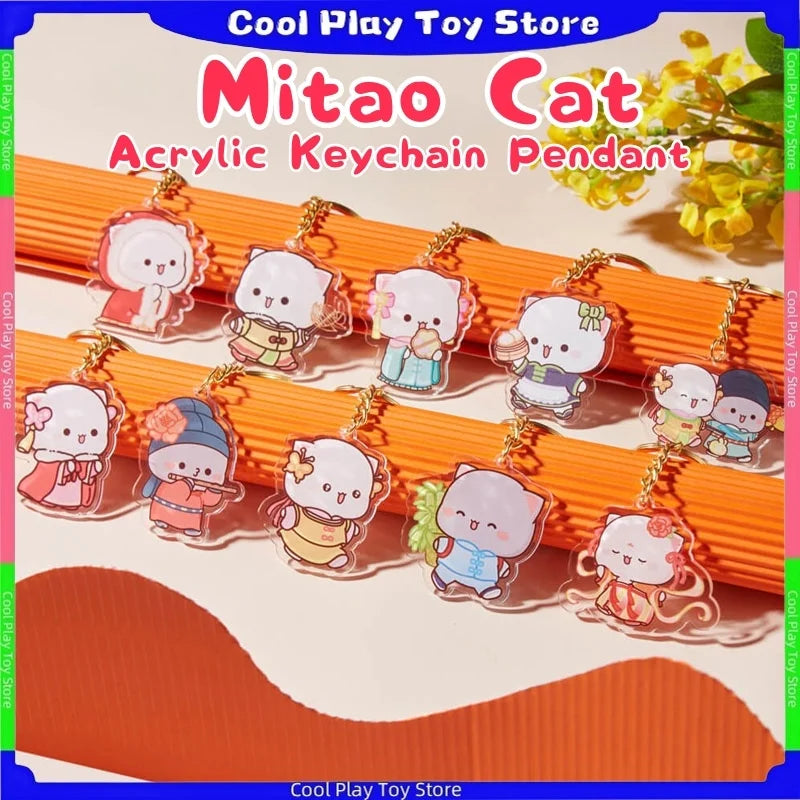 10-Pack Mitao Cat Kawaii Acrylic Keychain Pendants | Gift Set Acrylic Keychain Set HIP
