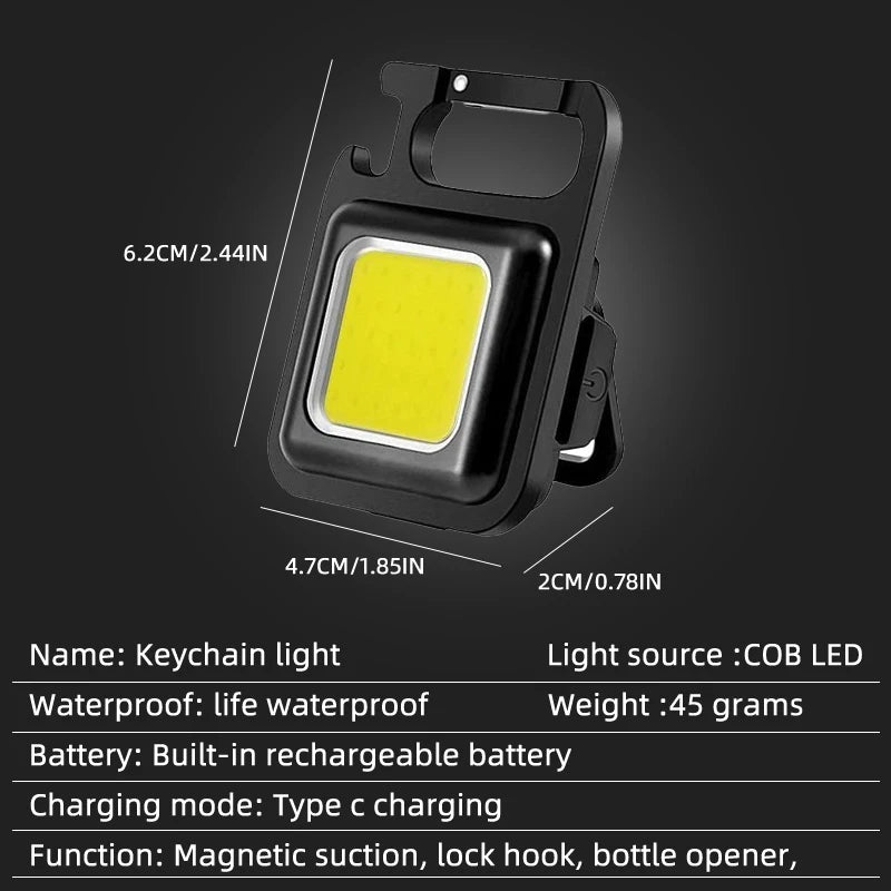 USB Rechargeable LED Keychain Flashlight – Folding Bracket & Opener Keychain Flashlight HIP