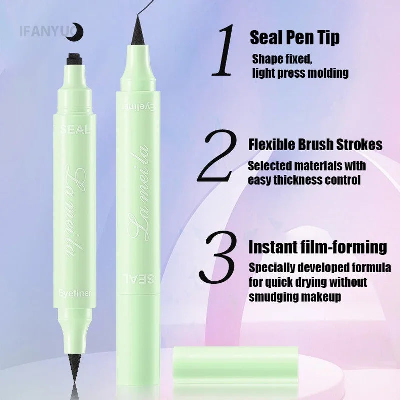 Moon Flower Star Eyeliner Stamp Pen 2IN1 Black Liquid Eye Liner Pencil Love Heart Triangle Waterproof Quick Dry Makeup Cosmetic HIP
