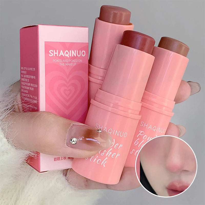 SHAQINUO Energizing Blush Stick - Natural Matte Finish, Creamy Texture, Easy to Blend for a Youthful Glow HIP