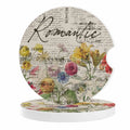 2-Pack Floral Ceramic Car Coasters – Absorbent Cup Holder Car Cup Holder Coaster HIP 1 Ceramic Cork