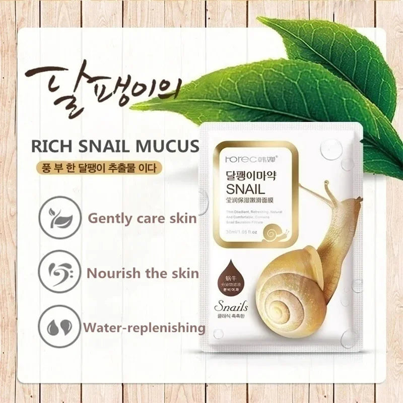 10-Pack Snail Essence Sheet Face Masks – Korean Skin Care Sheet Face Mask HIP