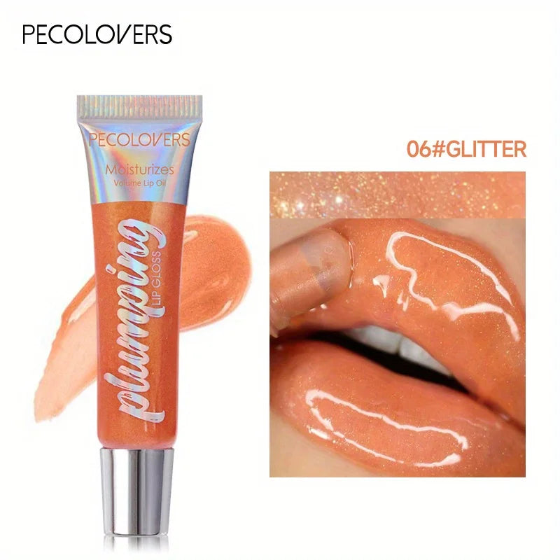 Shimmer Lip Oil Tinted For Fuller Lip Effect, Collagen Lip Gloss, Moisturizing Lip Care Extreme Volume Lip Essence Lips Enhancer HIP 06