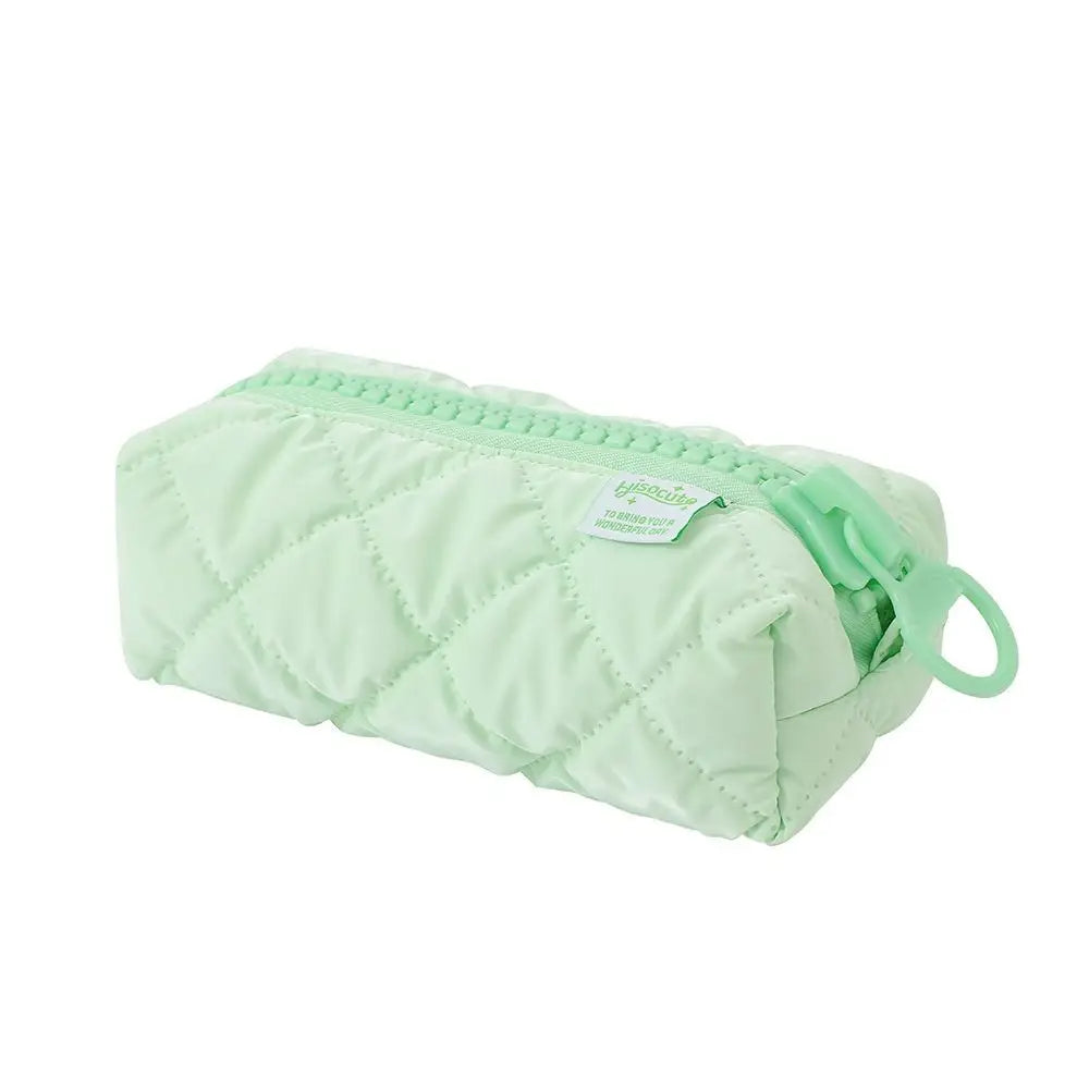 Candy Color Large Zipper Pencil Bag – Polyester Cosmetic Case Zipper Pencil Case HIP Green