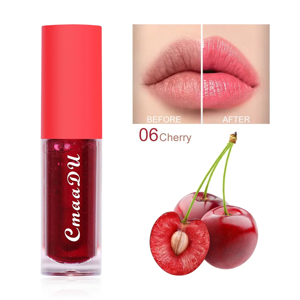 Fruit Color Changing Lip Gloss Strawberry Cherry Lip Balm Natural Lasting Moisturizing Reduce Lip Lines Jelly Plump Lips Care HIP Cherry