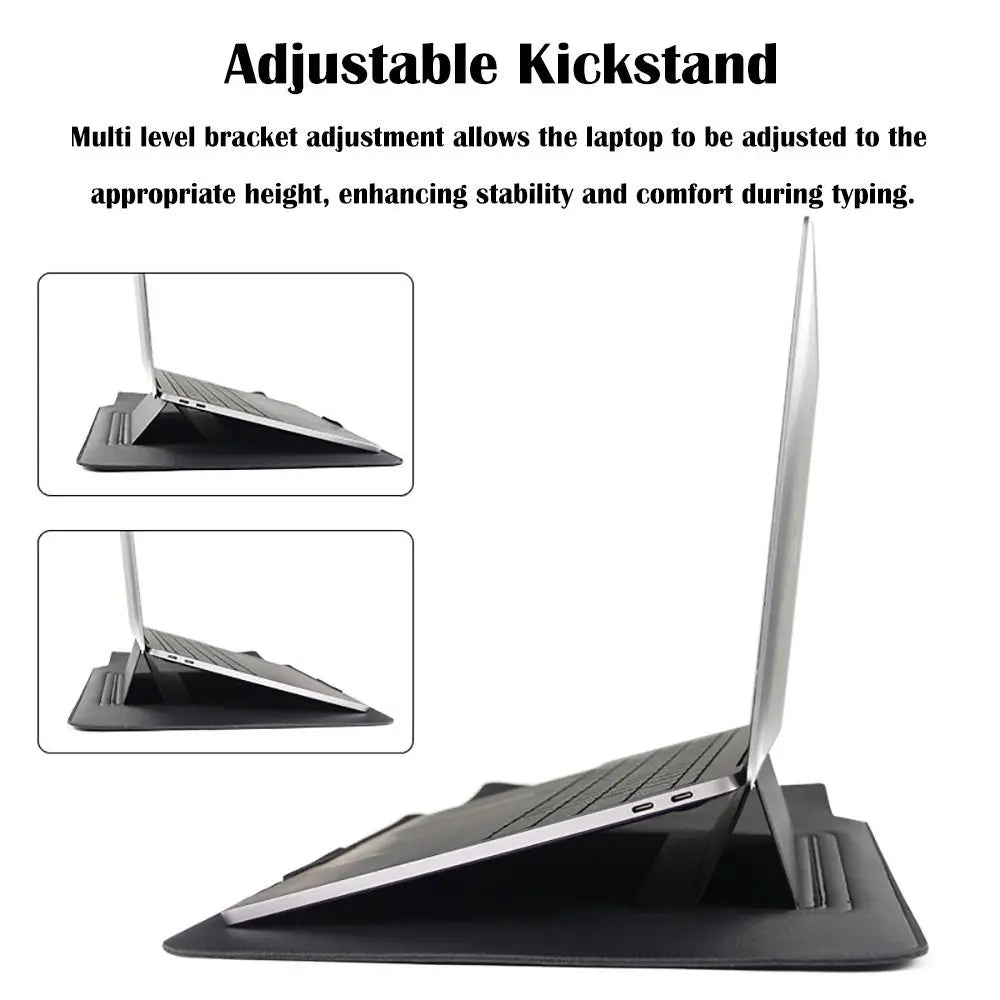 13–15" Laptop Sleeve with Stand & Mouse Pad | PU Leather Laptop Sleeve Case HIP