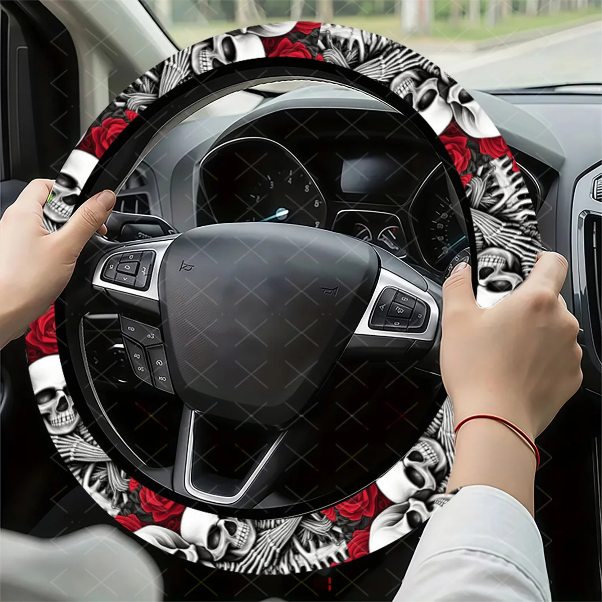 Skull & Roses Steering Wheel Cover – Universal Car & SUV Fit Steering Wheel Cover HIP