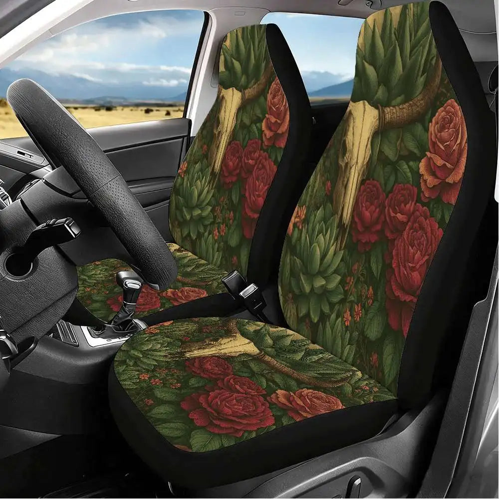 Skull & Roses Butterfly Car Seat Covers – Set of 2 Front Car Seat Covers HIP