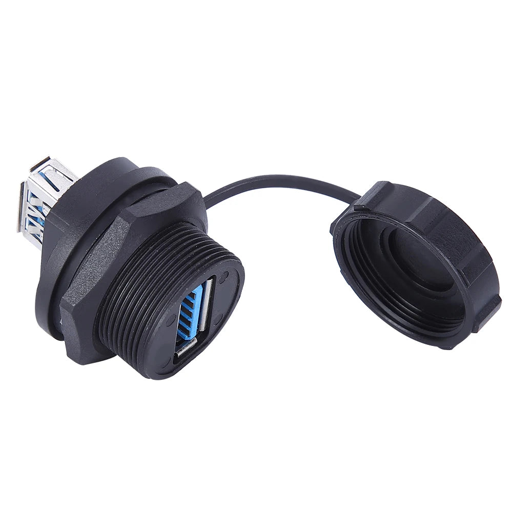 Waterproof USB Connector Copper Contact PA66 Insulator USB3.0 Double Female Dustproof Cover HIP