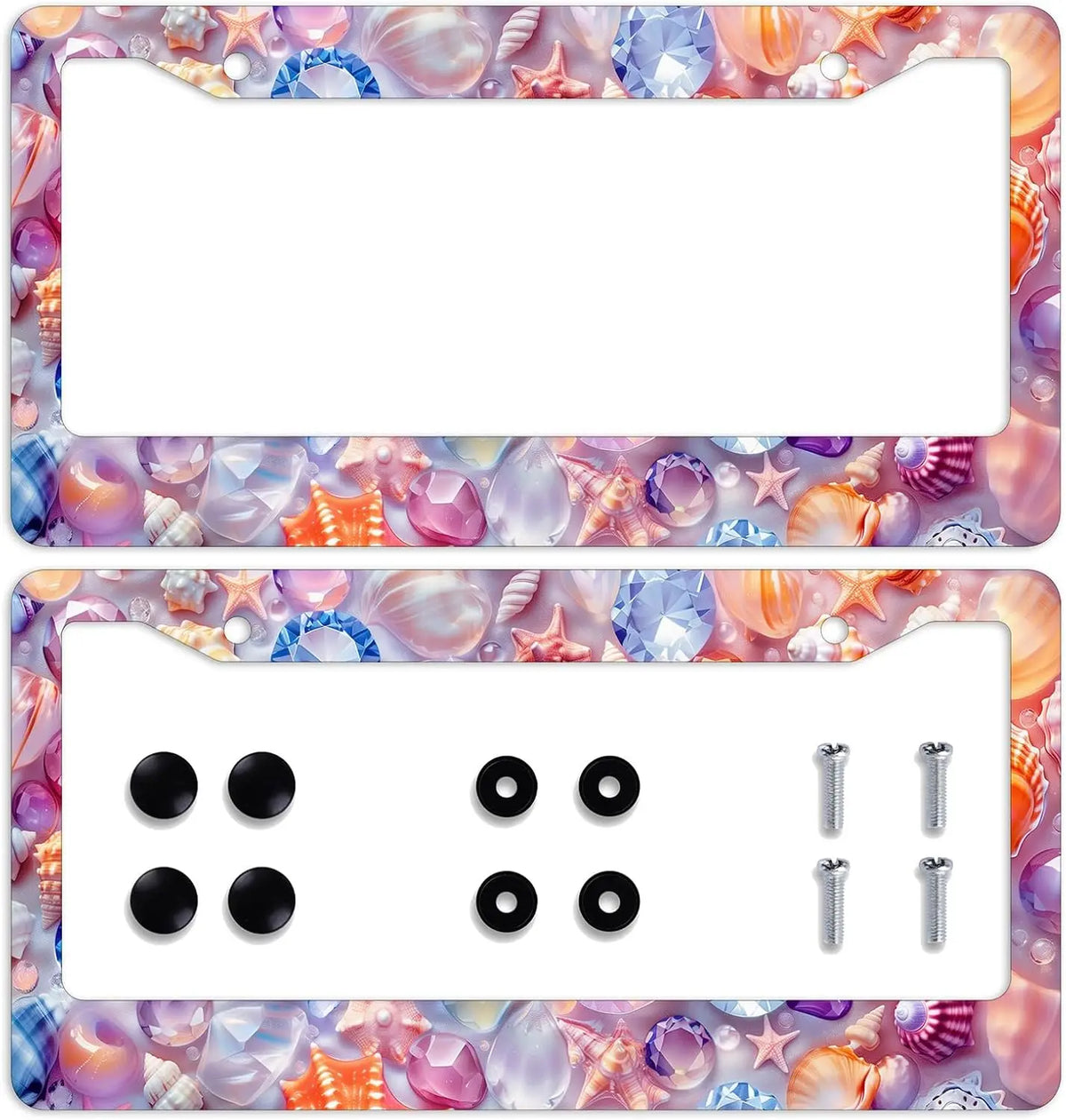 Crystal Shell License Plate Frame – Rust-Proof Ocean Gem License Plate Frame HIP 1