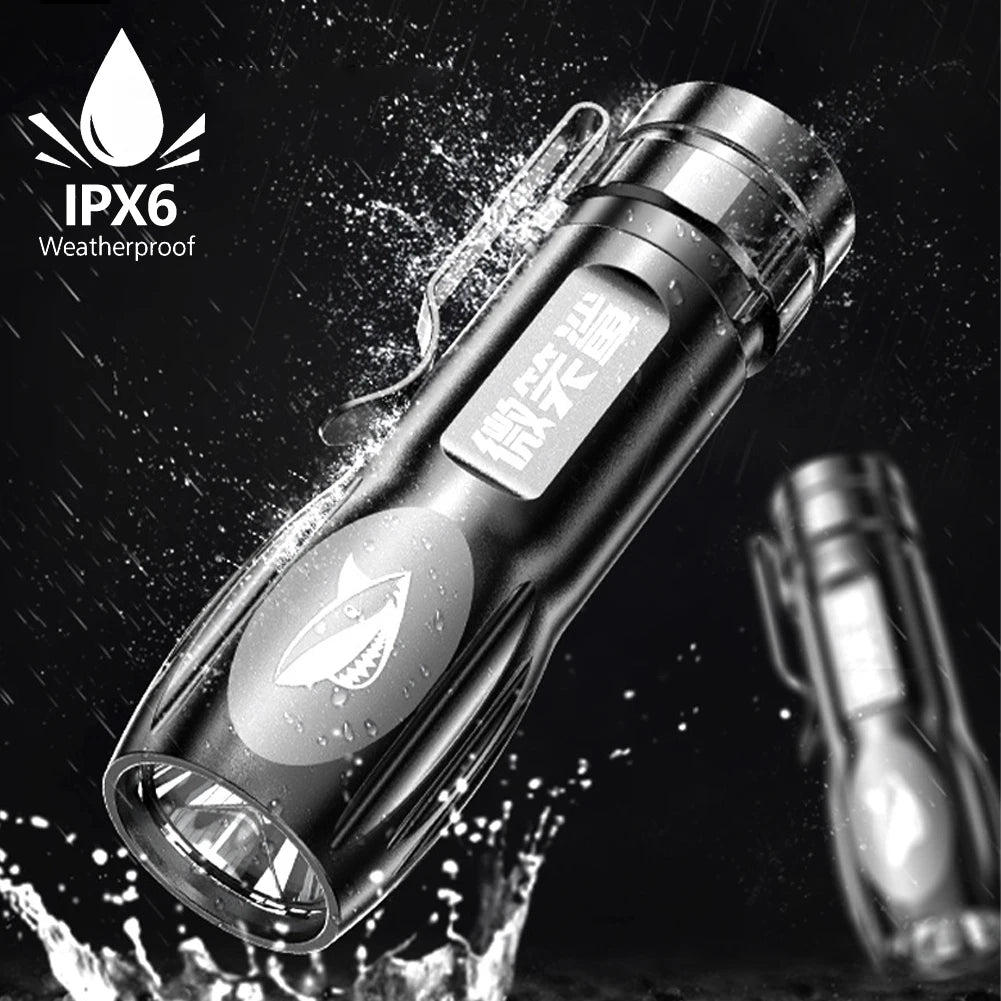 Mini Torch High Power LED Flashlight USB Rechargeable Fixed Focus Flash Lamp Portable Camping Waterproof Flashlight Lighting HIP