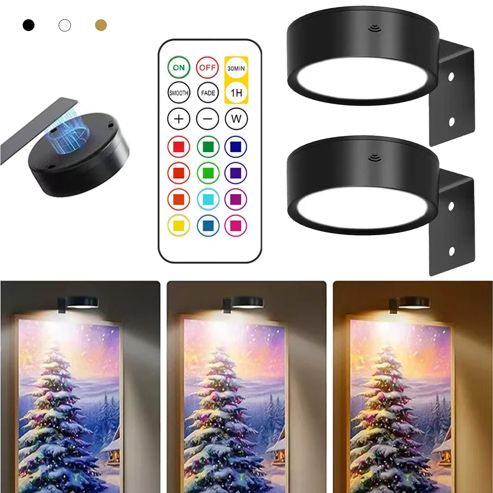 1/2pcs Versatile Wireless Magnetic Remote LED Wall Light Battery Operated Spotlight Ideal For Bedroom Art Display Lighting HIP