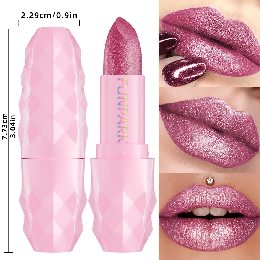 FUNPARK Glitter Metallic Lipstick – Pearlescent Lip Glaze Metallic Lip Glaze HIP