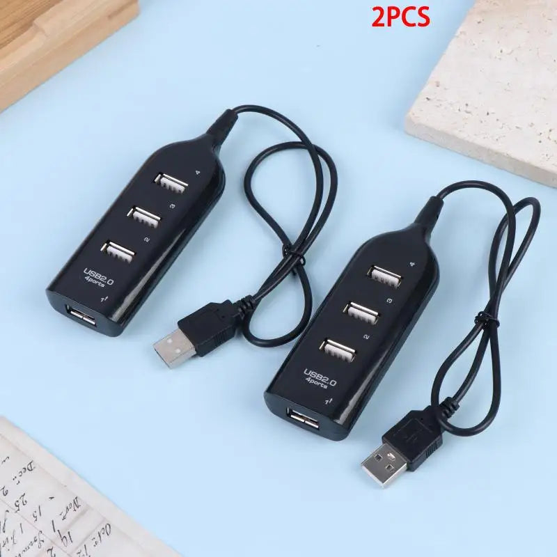 4-Port USB 2.0 Hub Splitter – High-Speed Plug & Play Adapter USB Hub Splitter HIP 2Pcs black